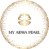 A gold circle with the words " my alpha pearl ".