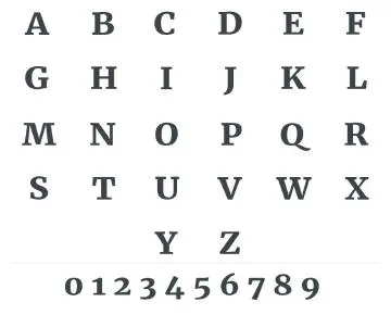 A set of letters and numbers for the alphabet.