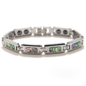 Tungsten Carbide Bracelet with Abalone Shell Oval Link